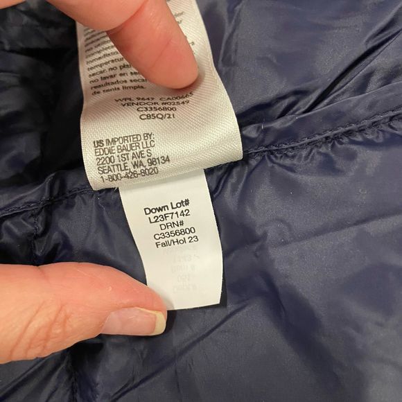 Eddie Bauer | Men’s Wide Channel Hooded Down Jacket EB650, Size XXL, Navy Blue - Picture 12 of 12